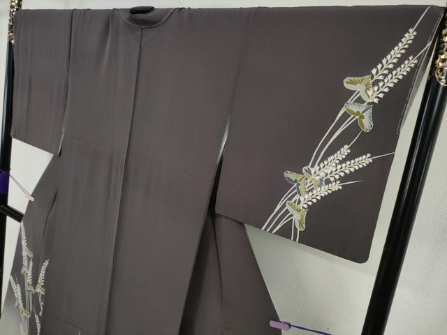 平和屋本店●極上 本加賀友禅作家 宮野勇造 訪問着 葵 藤煤竹色地 暈し染め やまと金ラベル 証紙付き 逸品 未使用 DZAB6166kh6