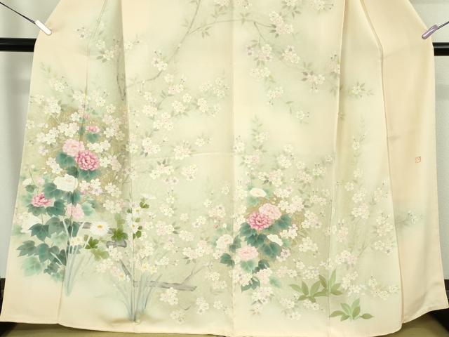 平和屋本店●極上 訪問着 作家物 草花文 暈し染め 逸品 DZAB6170kh6