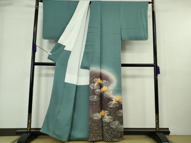 平和屋着物●極上 国際的伝統工芸作家 十二代・藤林徳扇 苑寿 色留袖 駒刺繍 暈し染め 金銀彩 銀通し地 反端付き 逸品 未使用 DZAB6172kh6