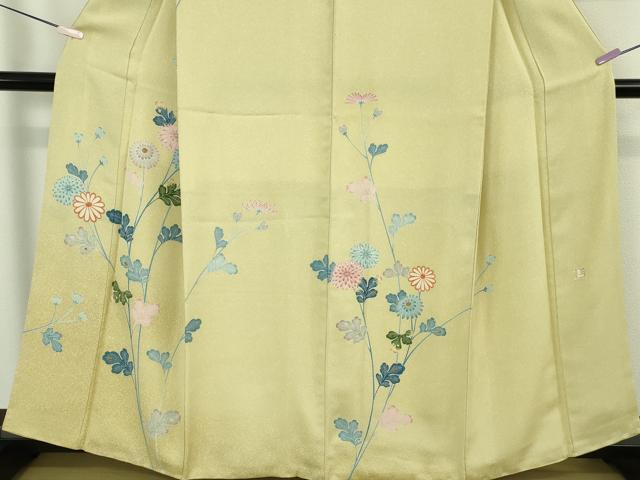 平和屋着物●極上 人間国宝・羽田登喜男 訪問着 駒刺繍 枝菊 たたき染め 逸品 DZAB6174kh6