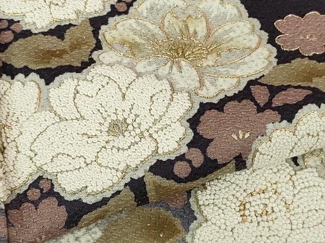 平和屋本店●極上 中国三大刺繍 相良刺繍 訪問着 辻が花 藍鉄色地 金糸 逸品 DZAB6177kh6