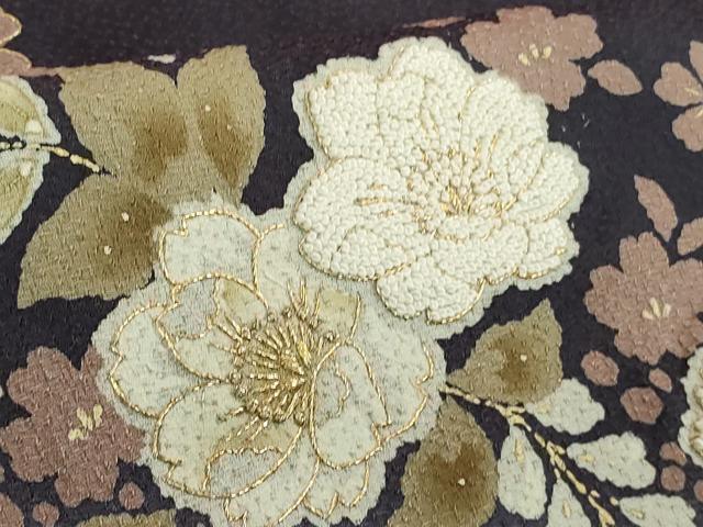 平和屋本店●極上 中国三大刺繍 相良刺繍 訪問着 辻が花 藍鉄色地 金糸 逸品 DZAB6177kh6