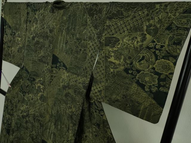平和屋本店●極上 前田仁仙 仁仙更紗 小紋 天目織 切嵌更紗花鳥文 逸品 未使用 DZAB6182kh6