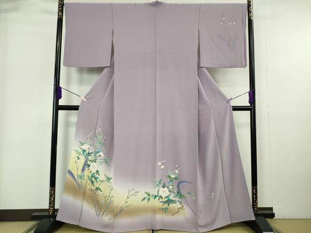 平和屋着物●極上 本加賀友禅作家 下村陽明 訪問着 牡丹華 薄葡萄色地 暈し染め 証紙付き 逸品 DZAB6192kh6
