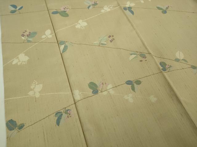平和屋着物●極上 五代目・諏訪好風 訪問着 紬地 枝花文 枯色地 逸品 DZAB6194kh6
