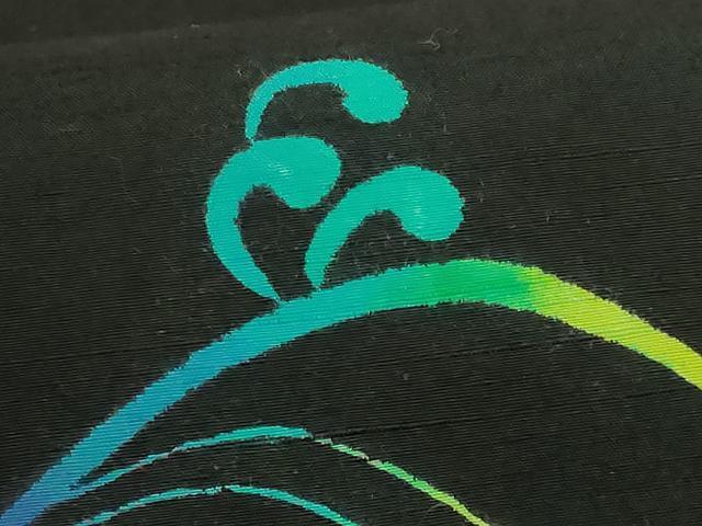 平和屋着物●極上 本加賀友禅作家 由水煌人 九寸開き名古屋帯 紬地 立波文 黒地 逸品 DZAB6214kh6