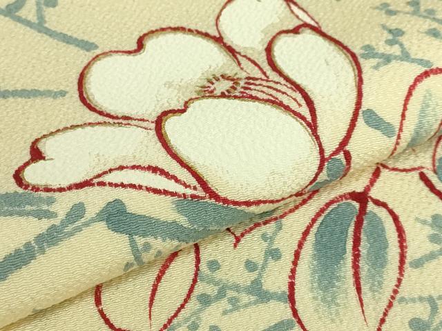 平和屋本店●極上 人間国宝 森口華弘 蒔糊友禅 九寸開き名古屋帯 枝花文 蒸栗色地 鬼しぼ縮緬 逸品 DZAB6272kh6