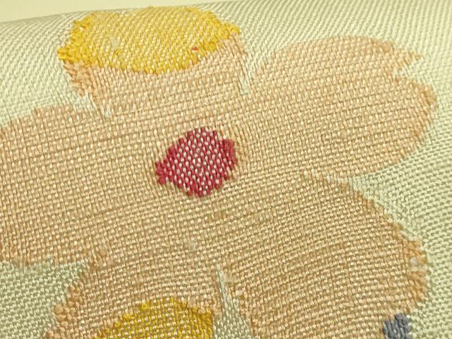 平和屋着物●極上 九寸名古屋帯 紬地 舞桜 ピエロ ブランコ 逸品 DZAB6285kh6
