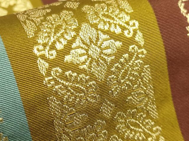 平和屋着物●極上 本場筑前博多織 両面 全通柄袋帯 間道 金糸 逸品 DZAB6293kh6