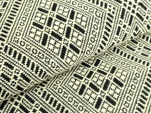 平和屋着物●極上 八寸名古屋帯 こぎん刺し 菱 黒地 逸品 DZAB6295kh6