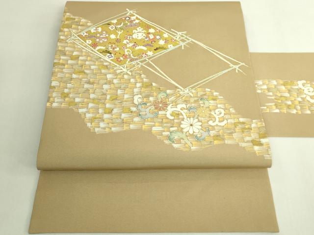 平和屋本店●極上 塩瀬 九寸名古屋帯 宝尽くし花文 金彩 逸品 DZAB6296kh6