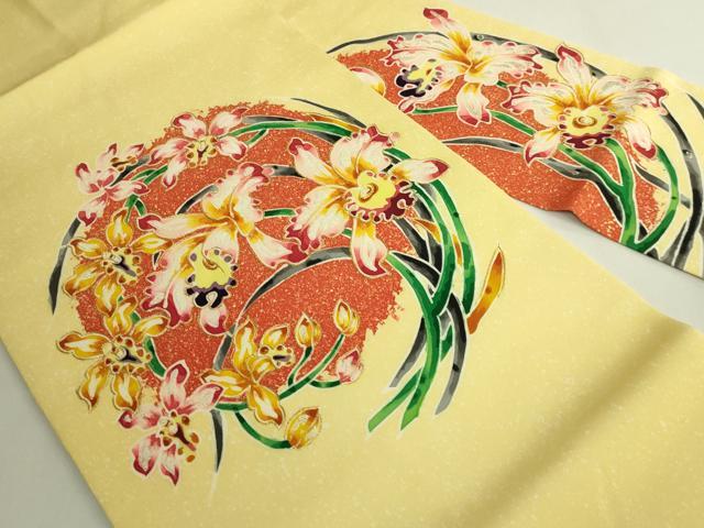 平和屋本店●超希少 染彩芸術の巨匠 皆川月華 塩瀬 九寸名古屋帯 刺繍 胡蝶蘭 金糸 逸品 DZAB6297kh6