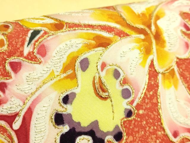 平和屋本店●超希少 染彩芸術の巨匠 皆川月華 塩瀬 九寸名古屋帯 刺繍 胡蝶蘭 金糸 逸品 DZAB6297kh6