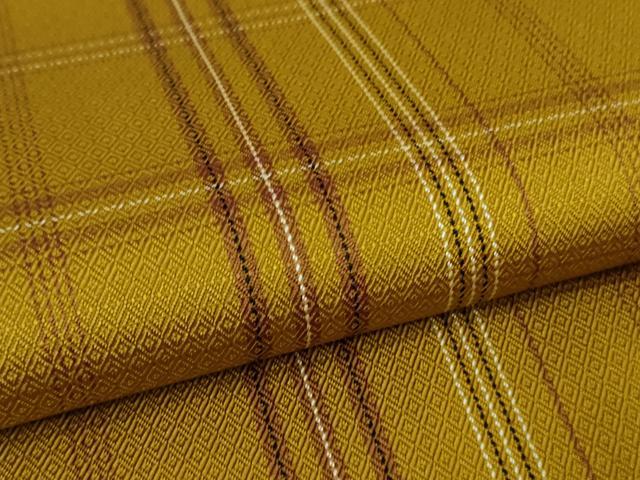 平和屋本店●極上 本場黄八丈 まるまなこ 紬 格子 逸品 DZAB6310kh6