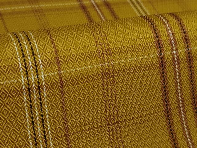 平和屋本店●極上 本場黄八丈 まるまなこ 紬 格子 逸品 DZAB6310kh6