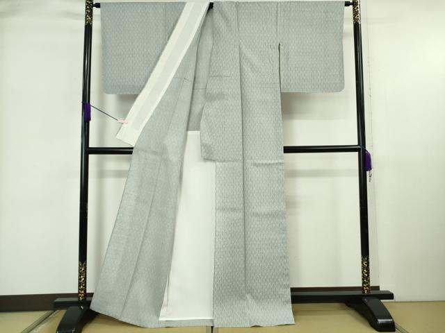 平和屋本店▽極上 京都祇園の老舗 ぎをん齋藤 紬 単衣 網目文 秘色色地 たとう紙付き 逸品 未使用 DZAB6317kh6