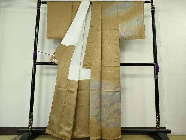 平和屋着物●極上 久保田一竹 幻の辻が花 訪問着 黄橡色地 暈し染め 金通し地 やまと誂製 逸品 未使用 DZAB6322kh6