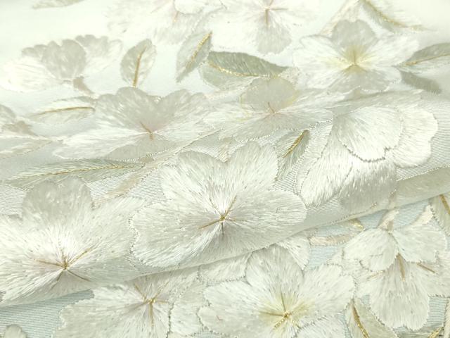 平和屋本店●極上 訪問着 総手刺繍 枝垂れ桜 藍白色地 暈し染め 金糸 逸品 未使用 DZAB6323kh6