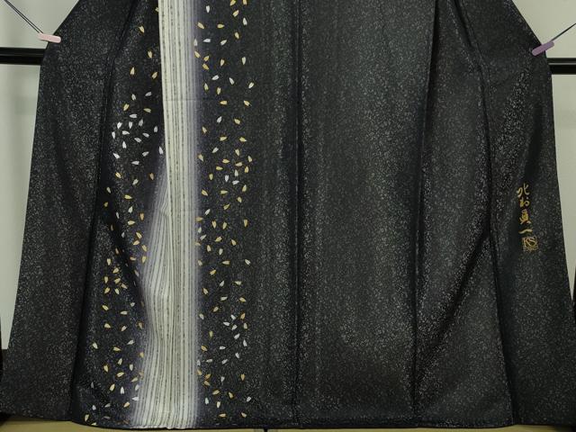 平和屋着物●極上 訪問着 作家・北村眞一 舞桜 暈し染め 金銀彩 銀通し地 逸品 DZAB6325kh6