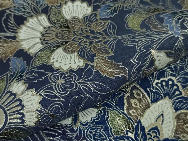 平和屋着物●極上 訪問着 立波更紗花文 鉄紺色地 暈し染め 金銀彩 逸品 DZAB6329kh6
