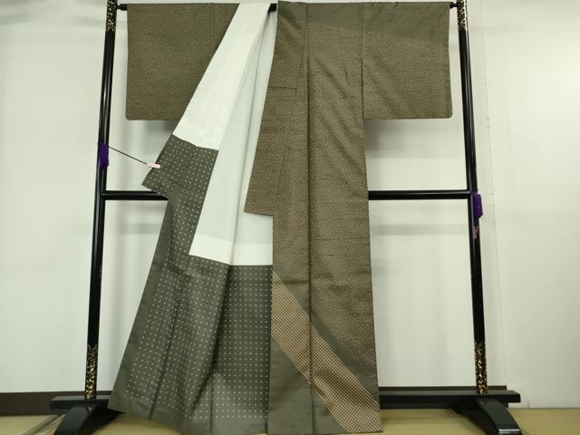 平和屋着物●極上 二代目 川村久太郎 石川県指定無形文化財 牛首紬 白山工房 手織り 訪問着 市松 霰 証紙付き 逸品 DZAB6335kh6