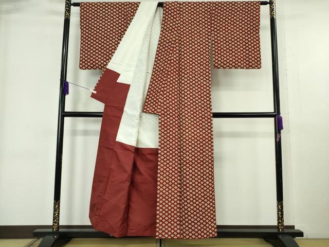 平和屋本店●極上 岩手の匠 草紫堂 南部絞り 茜染 綿 菱 逸品 DZAB6338kh6