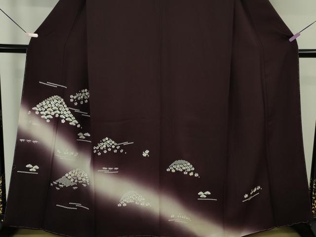 平和屋着物●極上 訪問着 総刺繍 吉祥花文 紫黒色地 暈し染め 金糸 さが美扱い 逸品 未使用 DZAB6341kh6