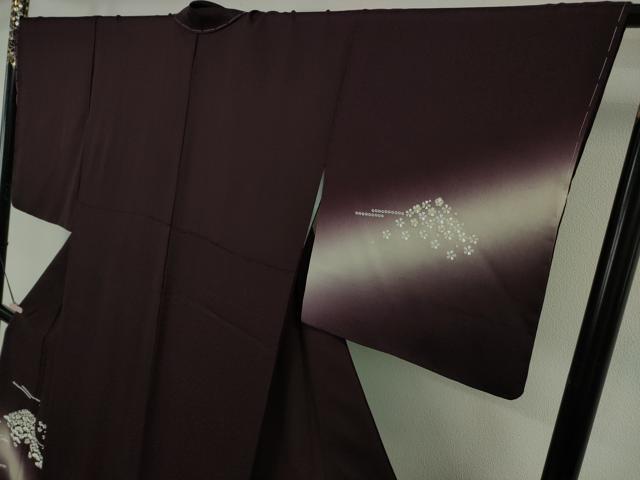 平和屋着物●極上 訪問着 総刺繍 吉祥花文 紫黒色地 暈し染め 金糸 さが美扱い 逸品 未使用 DZAB6341kh6
