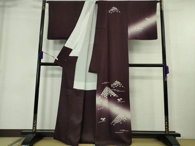 平和屋着物●極上 訪問着 総刺繍 吉祥花文 紫黒色地 暈し染め 金糸 さが美扱い 逸品 未使用 DZAB6341kh6