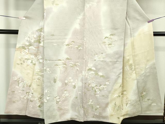 平和屋本店●極上 訪問着 総刺繍 風景吉祥花松文 暈し染め 金糸 逸品 未使用 DZAB6350kh6