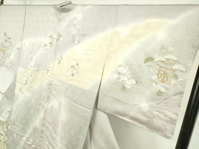 平和屋本店●極上 訪問着 総刺繍 風景吉祥花松文 暈し染め 金糸 逸品 未使用 DZAB6350kh6