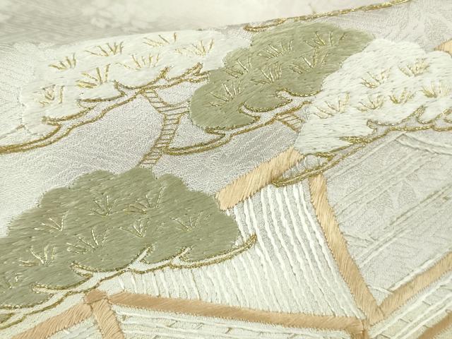 平和屋本店●極上 訪問着 総刺繍 風景吉祥花松文 暈し染め 金糸 逸品 未使用 DZAB6350kh6