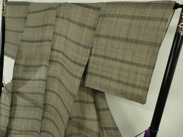 平和屋本店*極上 夏物 芭蕉布 手積み芭蕉糸100% 横段文 希少色 逸品 未使用 DZAB6358kh6