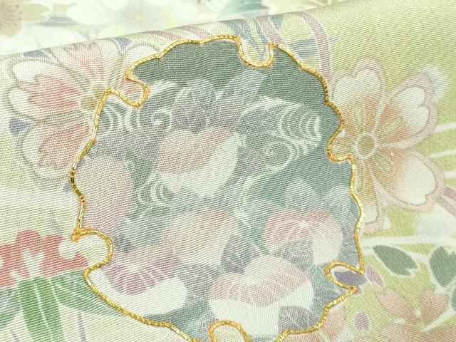 平和屋本店▽極上 訪問着 単衣 駒刺繍 雪輪 舞桜 暈し染め 逸品 未使用 DZAB6362kh6