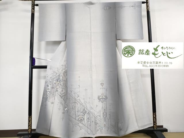 平和屋本店●極上 銀座もとじ 中国三大刺繍 スワトウ刺繍 翠山刺繍 総刺繍 訪問着 洋花文 暈し染め たとう紙付き 逸品 DZAB6378kh6