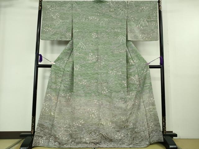 平和屋本店●極上 中国三大刺繍 スワトウ刺繍 汕頭刺繍 蘇州刺繍 総刺繍 訪問着 人物風景花文 暈し染め 金糸 逸品 DZAB6381kh6