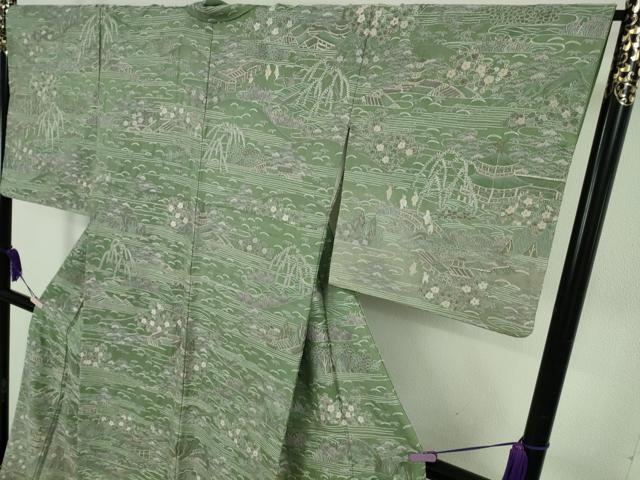 平和屋本店●極上 中国三大刺繍 スワトウ刺繍 汕頭刺繍 蘇州刺繍 総刺繍 訪問着 人物風景花文 暈し染め 金糸 逸品 DZAB6381kh6