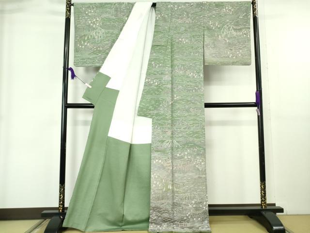 平和屋本店●極上 中国三大刺繍 スワトウ刺繍 汕頭刺繍 蘇州刺繍 総刺繍 訪問着 人物風景花文 暈し染め 金糸 逸品 DZAB6381kh6