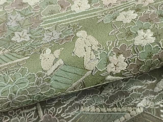 平和屋本店●極上 中国三大刺繍 スワトウ刺繍 汕頭刺繍 蘇州刺繍 総刺繍 訪問着 人物風景花文 暈し染め 金糸 逸品 DZAB6381kh6