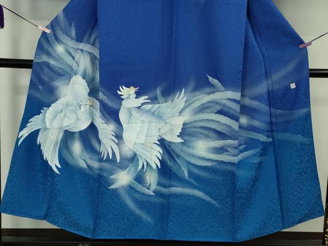 平和屋本店●極上 男性 訪問着 キングサイズ 作家物 手描き 鳳凰 暈し染め 銀彩 銀通し地 逸品 DZAB6388kh6
