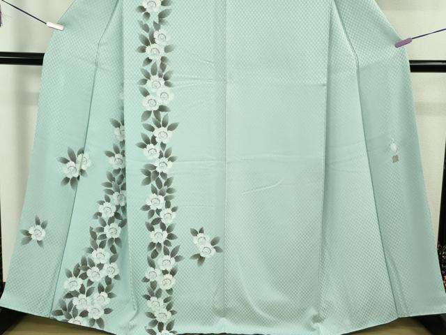 平和屋本店●極上 東京友禅 菅有鬼一 訪問着 草花間道 水色地 銀彩 逸品 DZAB6389kh6