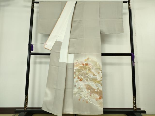 平和屋本店●極上 創業460年・千總 色留袖 駒刺繍 道長吉祥花文 練色地 金彩 大丸扱い 逸品 未使用 DZAB6391kh6
