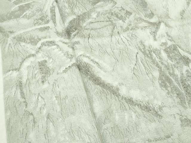 平和屋本店●極上 琉染の創設者 山岡古都 水墨書 訪問着 雪景色 雪持ち 樹木 白花色地 逸品 未使用 DZAB6393kh6