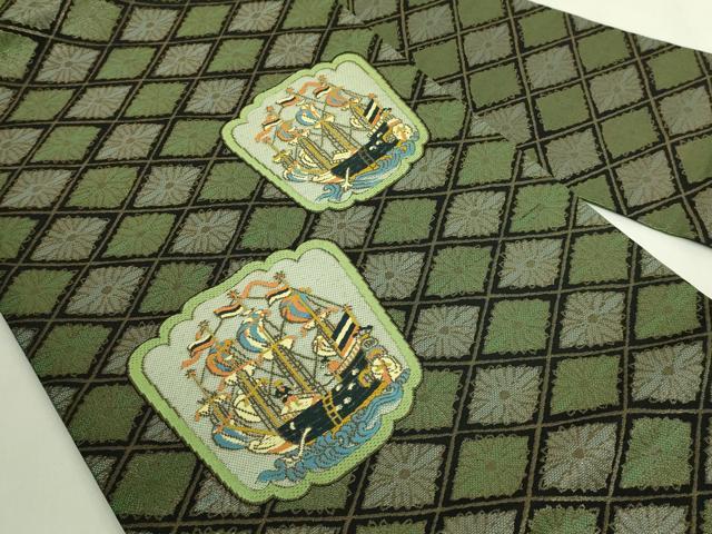 平和屋着物●極上 西陣 川島織物 九寸名古屋帯 唐織 南蛮船 黒地 金糸 逸品 DZAB6405kh6