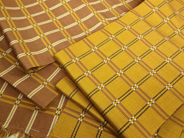 平和屋着物●極上 本場黄八丈 紬 八寸名古屋帯 格子 一重帯 逸品 未使用 DZAB6425kh6