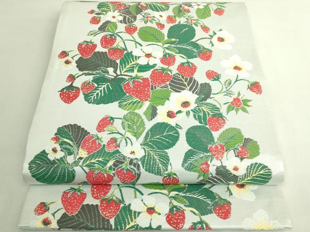 平和屋着物●極上 六通柄袋帯 唐織 苺 イチゴ 逸品 DZAB6429kh6