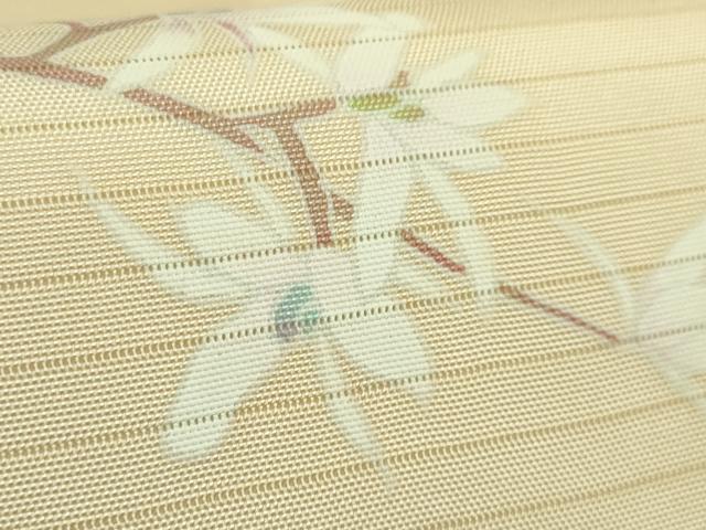 平和屋着物*極上 夏物 絽塩瀬 九寸名古屋帯 友禅 作家物 草花文 薄い砥粉色地 逸品 DZAB6473kh6