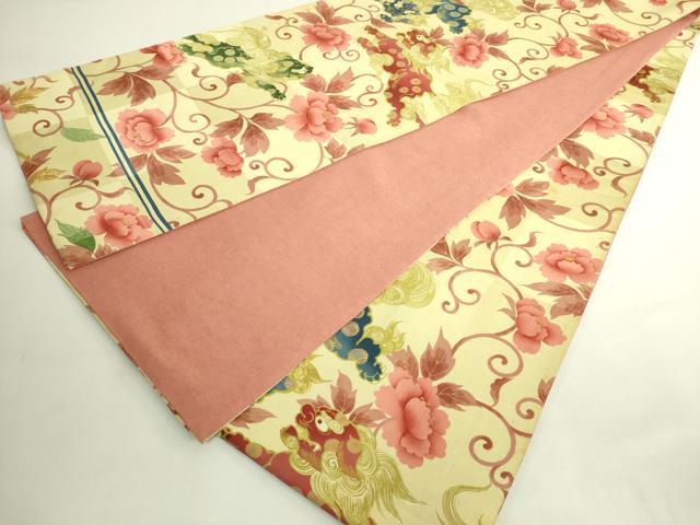 平和屋本店●極上 アンティーク 大正ロマン 全通柄 京袋帯 手刺繍 唐獅子 金銀糸 逸品 DZAB6474kh6