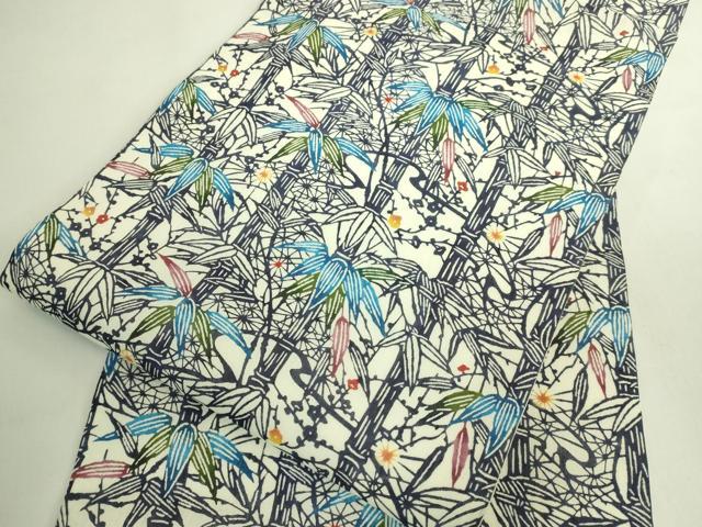 平和屋本店*最高級 夏物 城間栄順 本場琉球紅型 九寸開き名古屋帯 笹竹花文 逸品 DZAB6478kh6