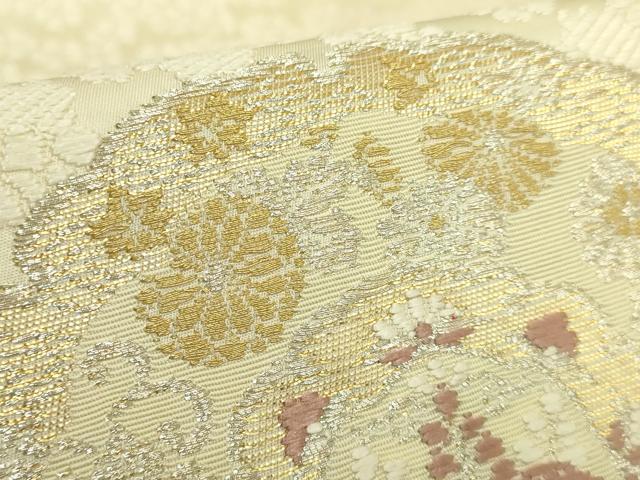 平和屋本店●極上 山口美術織物 皇室 伊勢神宮御用 西陣織 太鼓柄袋帯 唐織 正倉院桜華文 金銀糸 逸品 DZAB6487kh6